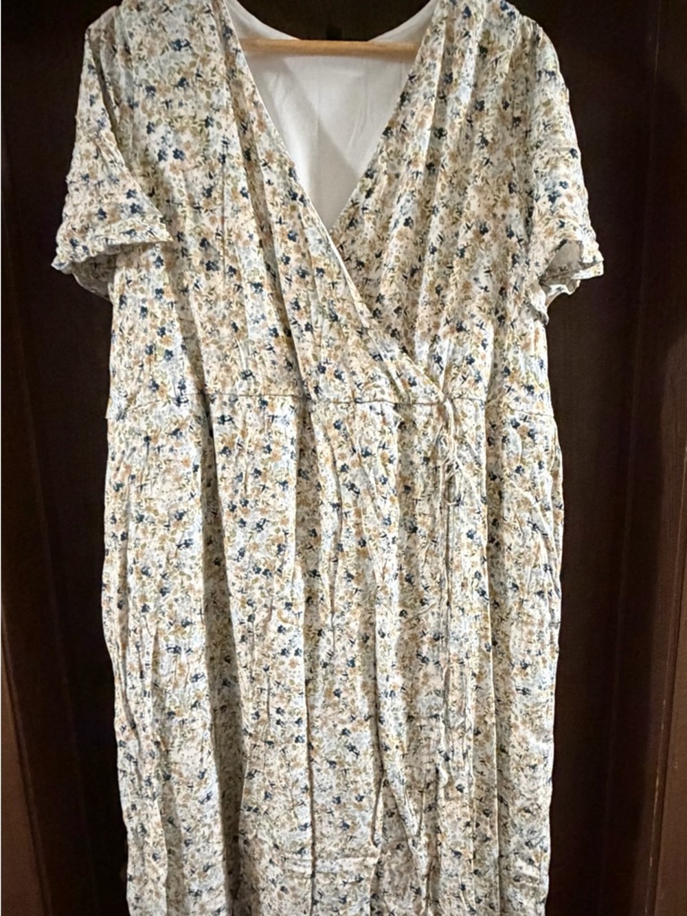 torrid Cream Floral Wrap Maxi Dress with Blue and Yellow Print